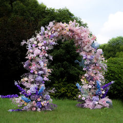 Flower Arch Wedding Backdrop - Multi-coloured Artificial Floral Arch | Rolling Up Curtain Flower Arch Decoration | AmourBlossom
