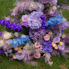 Flower Arch Wedding Backdrop - Multi-coloured Artificial Floral Arch | Rolling Up Curtain Flower Arch Decoration | AmourBlossom