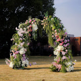 Flower Arch Wedding Backdrop - Multi-coloured Artificial Floral Arch | Rolling Up Curtain Flower Arch | AmourBlossom