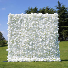 Flower Wall Wedding Backdrop - 8ft x 8ft 3D Artificial White Rose Floral Wall | AmourBlossom