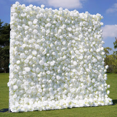 Flower Wall Wedding Backdrop - 8ft x 8ft 3D Artificial White Rose Floral Wall | AmourBlossom