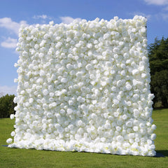 Flower Wall Wedding Backdrop - 8ft x 8ft 3D Artificial White Rose Floral Wall | AmourBlossom