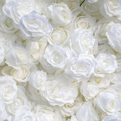 Flower Wall Wedding Backdrop - 8ft x 8ft 3D Artificial White Rose Floral Wall | AmourBlossom