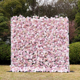 Flower Wall Wedding Backdrop - 8ft x 8ft Realistic 3D Artificial Pink Rose Flower Wall | ArmourBlossom