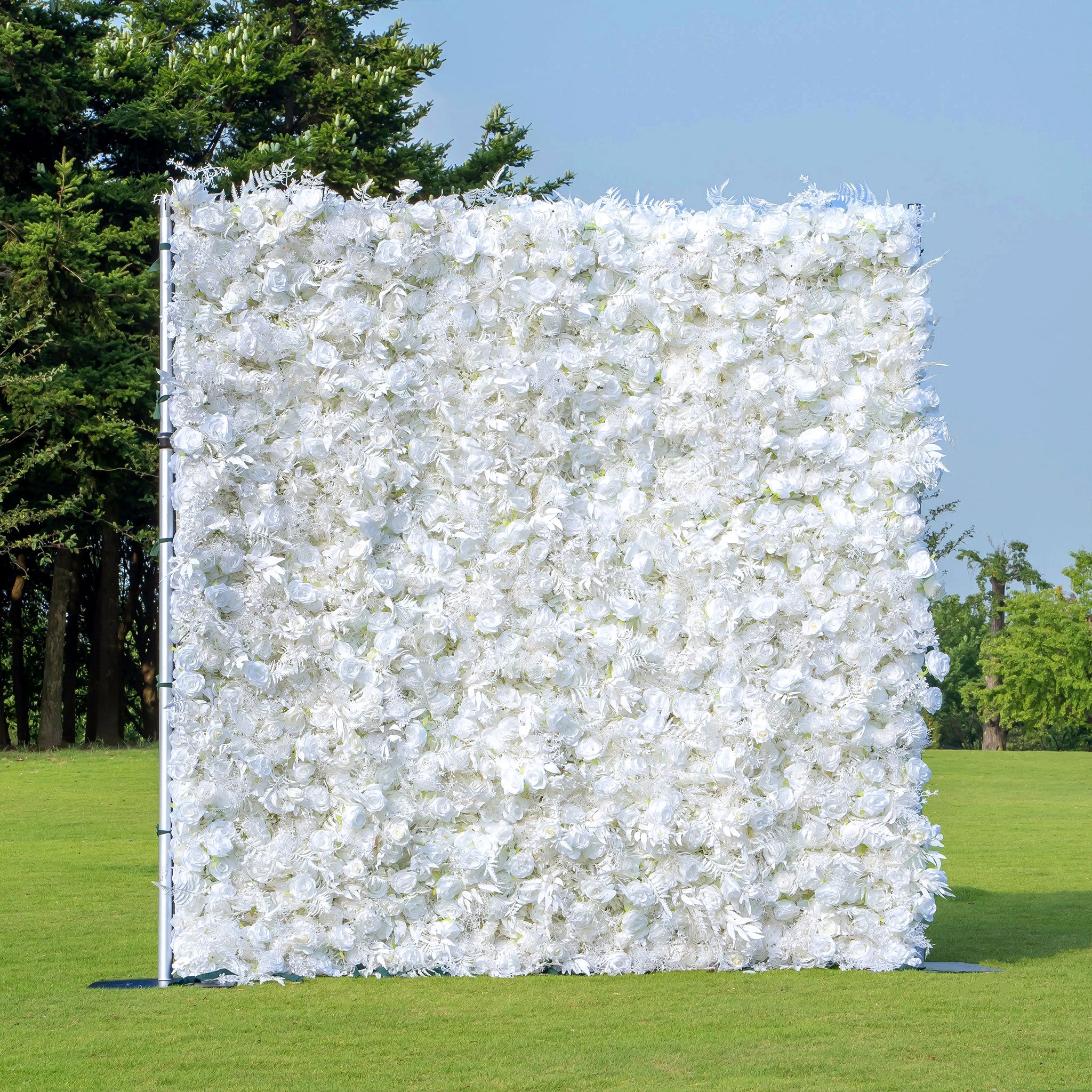 Artificial White Rose Flower Wall Background | AmourBlossom