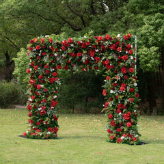 Flower Arch Wedding Backdrop - 8ft x 8ft Realistic 3D Artificial Red Rose Floral Arch | AmourBlossom