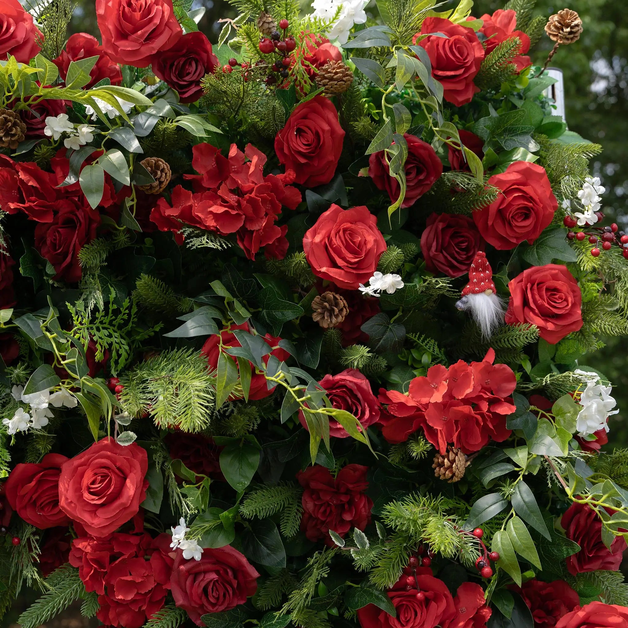 Flower Arch Wedding Backdrop - 8ft x 8ft Realistic 3D Artificial Red Rose Floral Arch | AmourBlossom