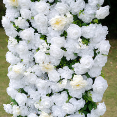 Flower Arch Wedding Backdrop - 8ft x 8ft Realistic 3D Artificial White Rose Floral Arch | AmourBlossom