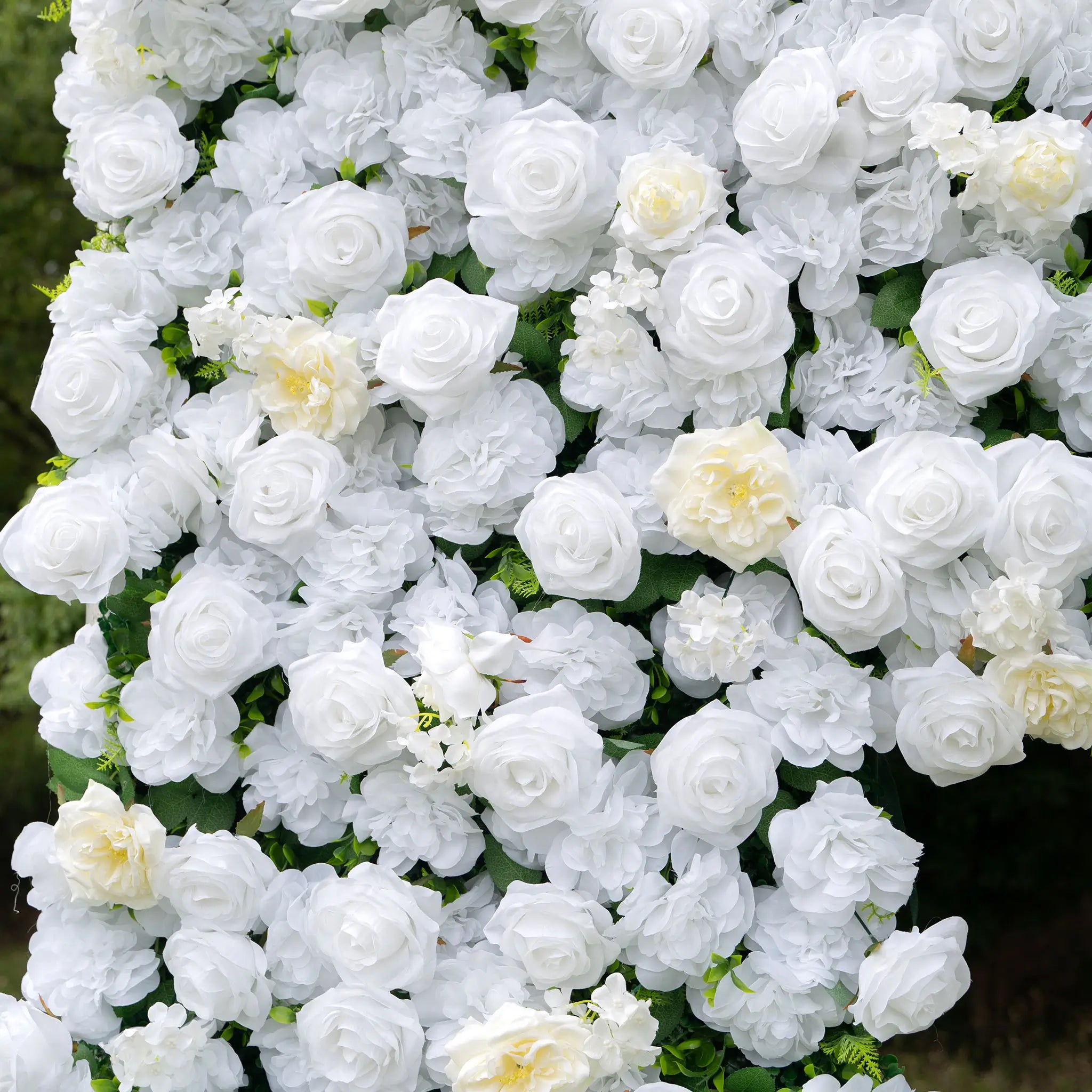 Flower Arch Wedding Backdrop - 8ft x 8ft Realistic 3D Artificial White Rose Floral Arch | AmourBlossom