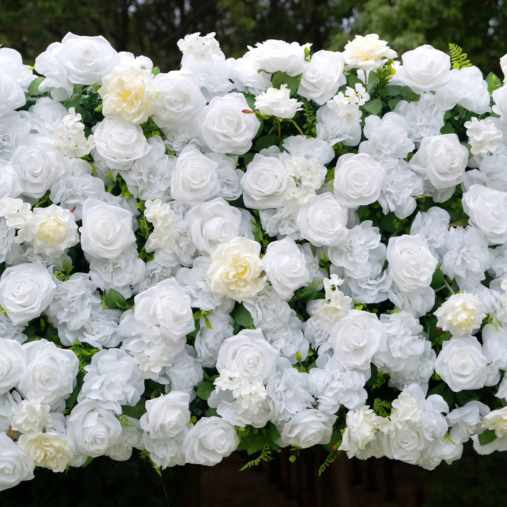 Flower Arch Wedding Backdrop - 8ft x 8ft Realistic 3D Artificial White Rose Floral Arch | AmourBlossom