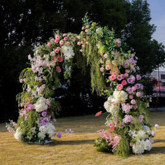 Flower Arch Wedding Backdrop - Multi-coloured Artificial Floral Arch | Rolling Up Curtain Flower Arch | AmourBlossom