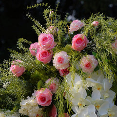 Flower Arch Wedding Backdrop - Multi-coloured Artificial Floral Arch | Rolling Up Curtain Flower Arch | AmourBlossom