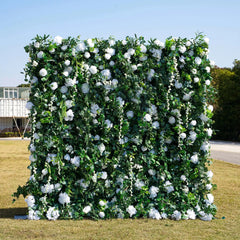 Flower Wall Wedding Backdrop - 8ft x 8ft Realistic 3D Artificial Garden/Boho Style Floral Wall | AmourBlossom