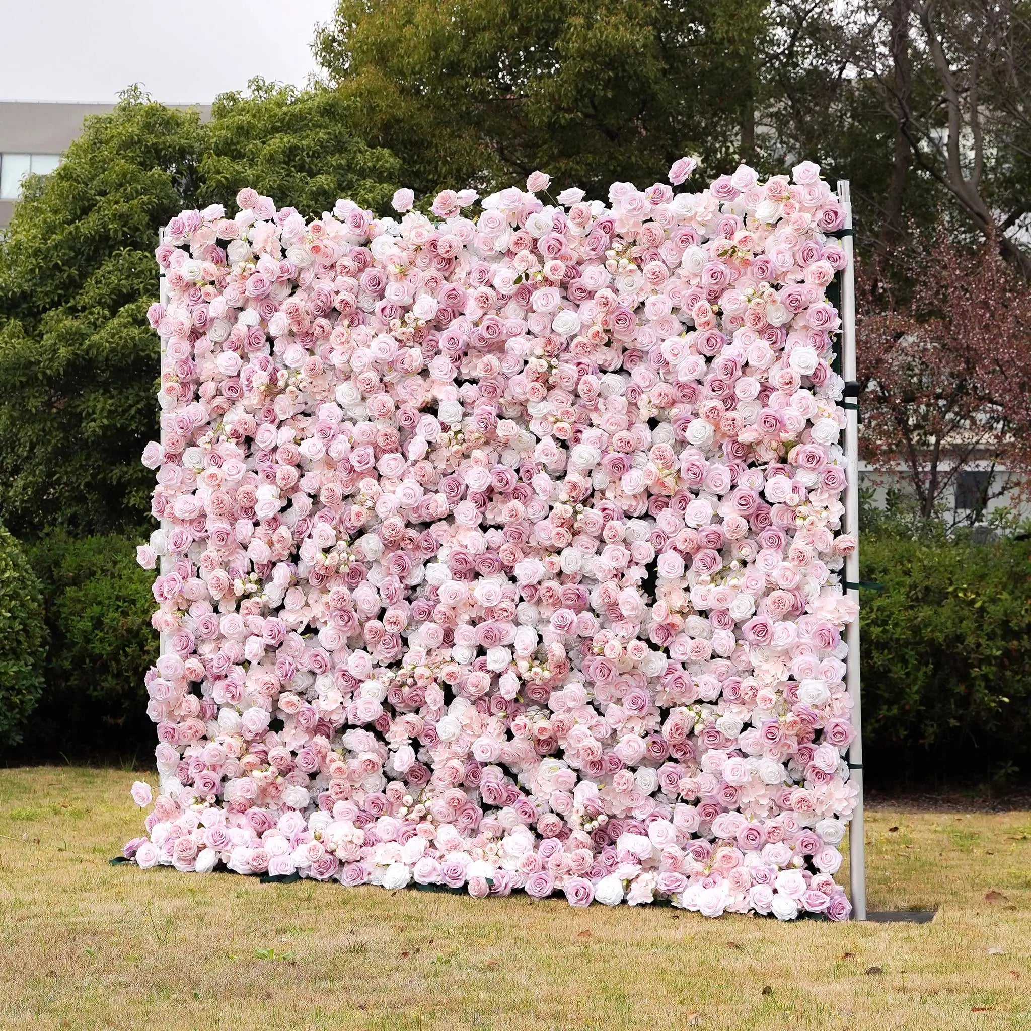 Flower Wall Wedding Backdrop - 8ft x 8ft Realistic 3D Artificial Pink Rose Flower Wall | ArmourBlossom