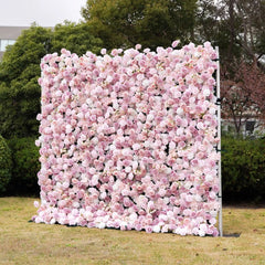 Flower Wall Wedding Backdrop - 8ft x 8ft Realistic 3D Artificial Pink Rose Flower Wall | ArmourBlossom