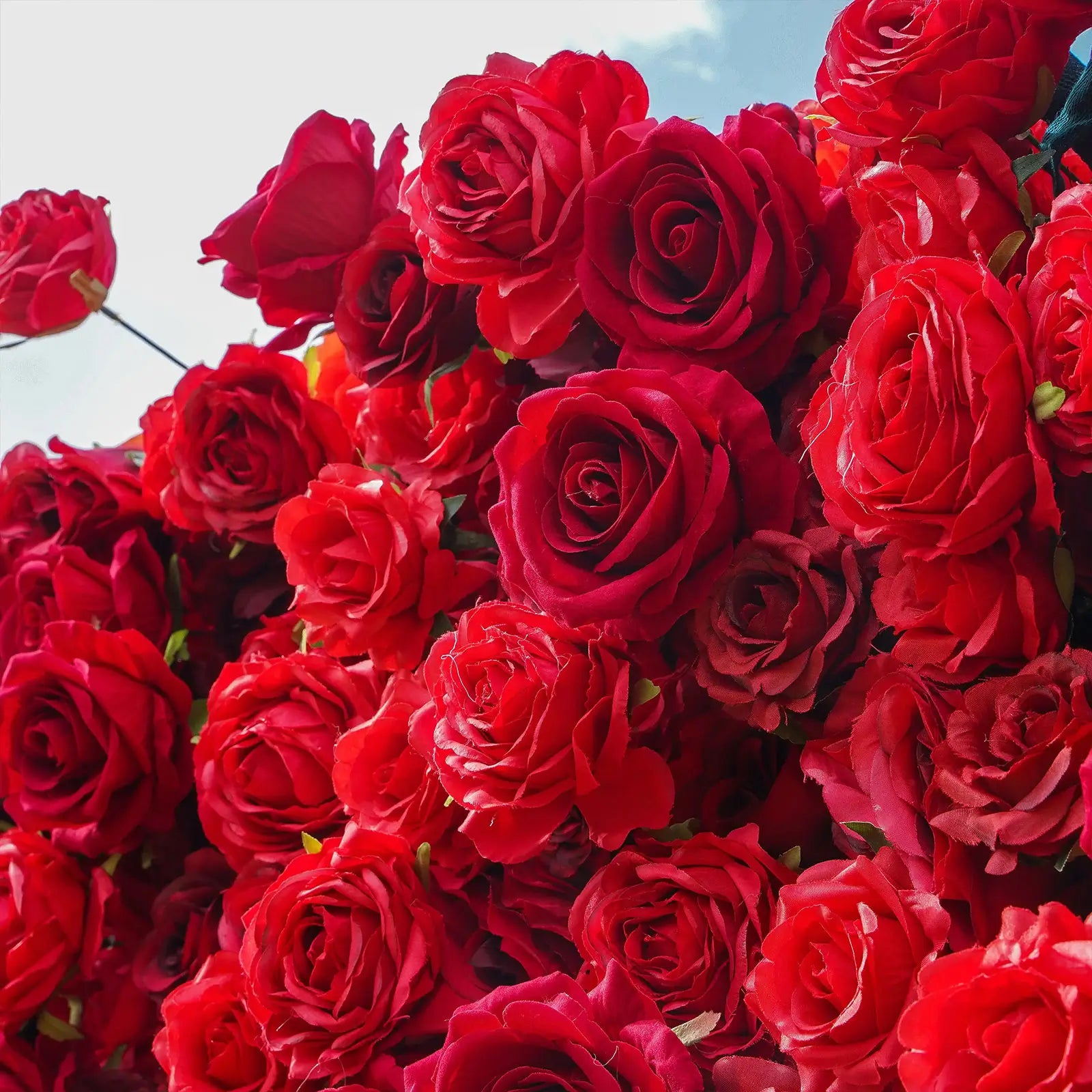Flower Wall Wedding Backdrop - 8ft x 8ft Realistic 3D Artificial Red Rose Floral Wall | AmourBlossom