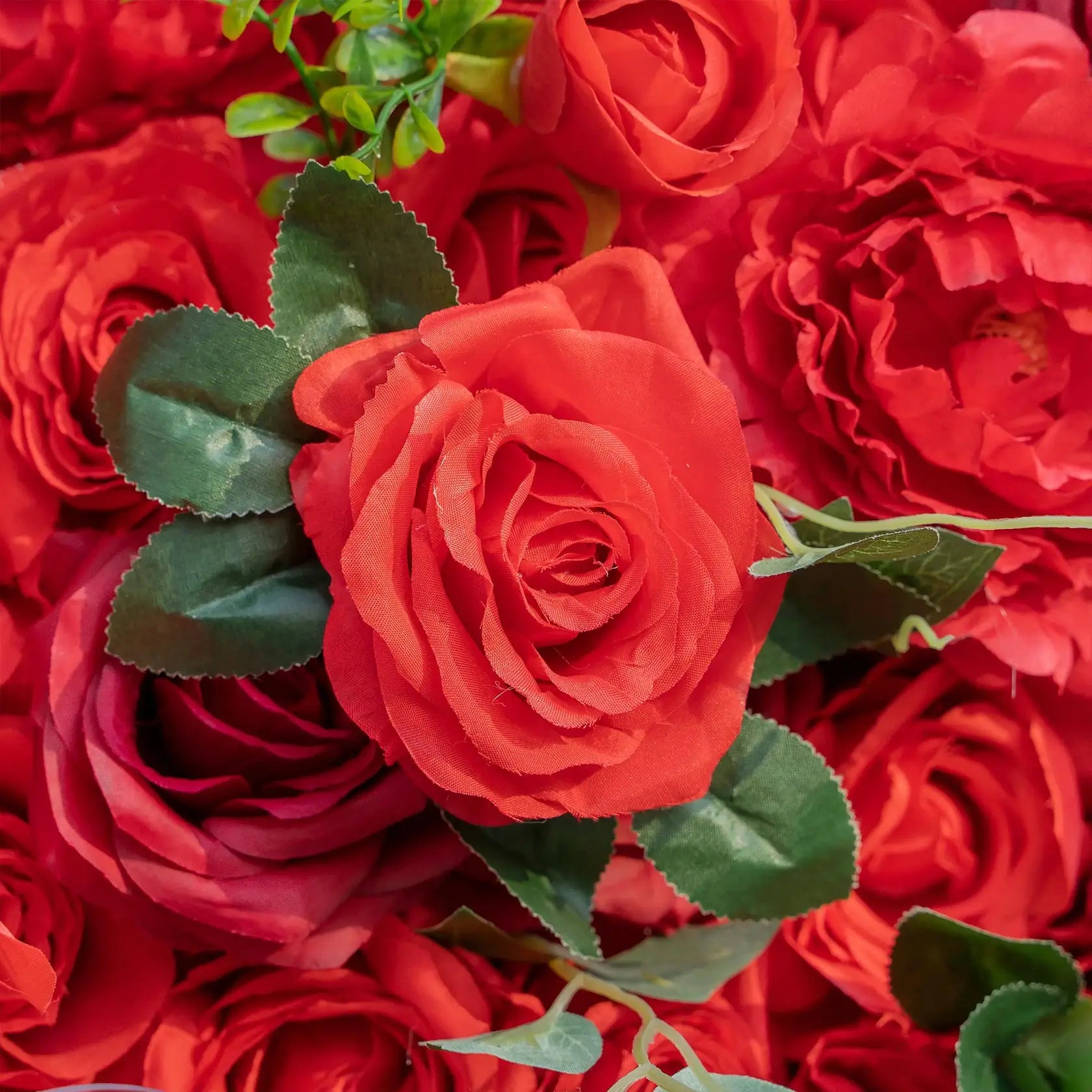 Flower Wall Wedding Backdrop - 8ft x 8ft Realistic 3D Artificial Red Rose Peony Floral Wall | AmourBlossom
