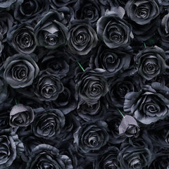 Flower Wall Wedding Backdrop - 8ft x 8ft Realistic 3D Fabric Artificial Black Floral Wall | Rolling Up Curtain Flower Wall | AmourBlossom